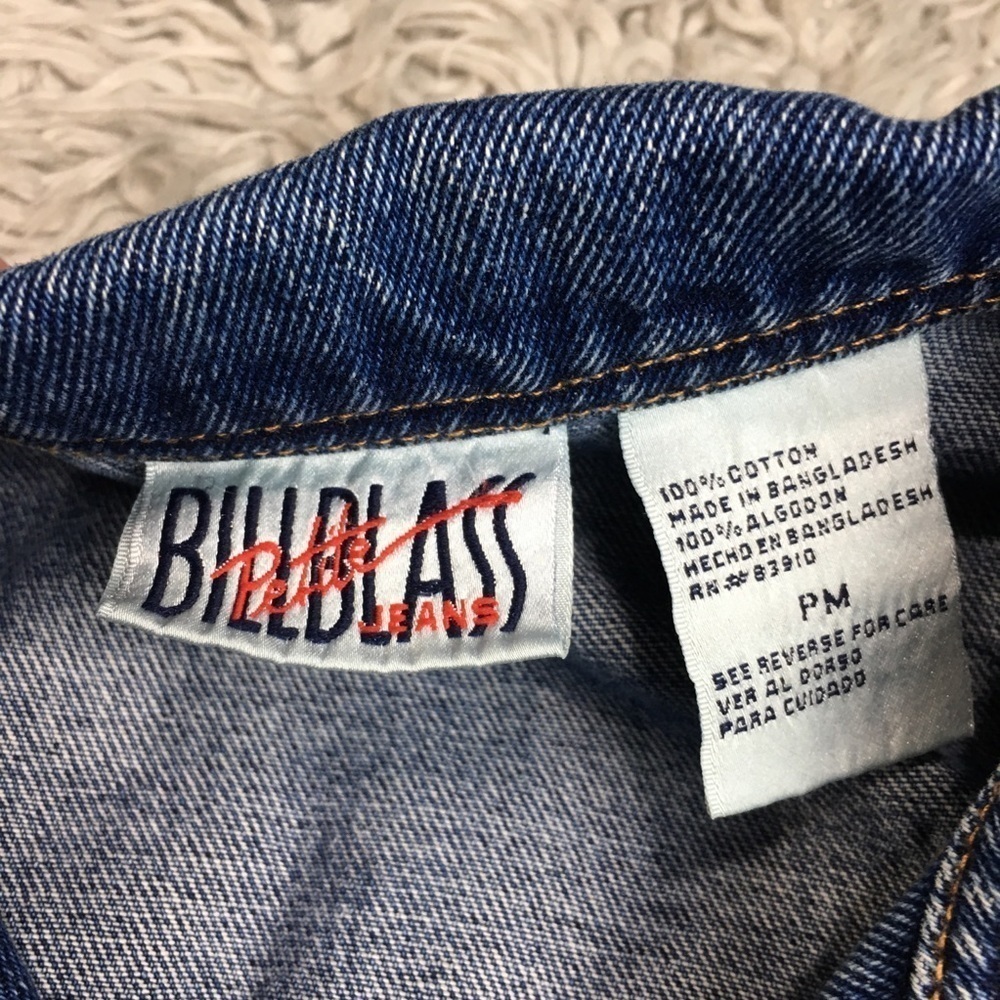 Vintage 90s Bill Blass Denim Trucker Jacket 100% Cotton Americana Blue Jean Coat - Picture 3 of 8